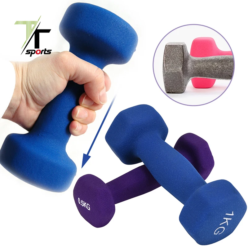 

TTSPORTS high quality Custom Logo Set of 2 Neoprene 20lb Dumbbell Rubber Hex Dumbbell for Woman, Blue/pink/purple/red/black/green