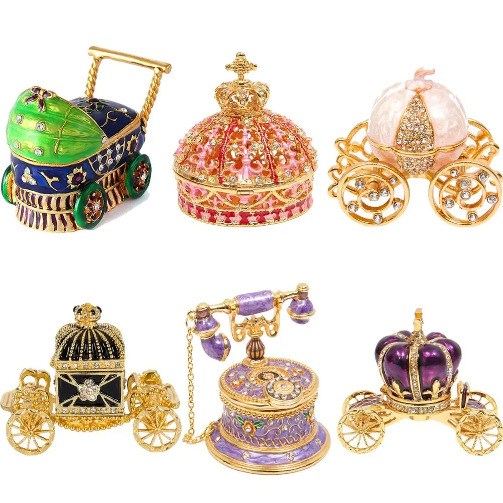 

QiFu trinket box metal material hand painted Variety of styles trinket box in stock, Colourful
