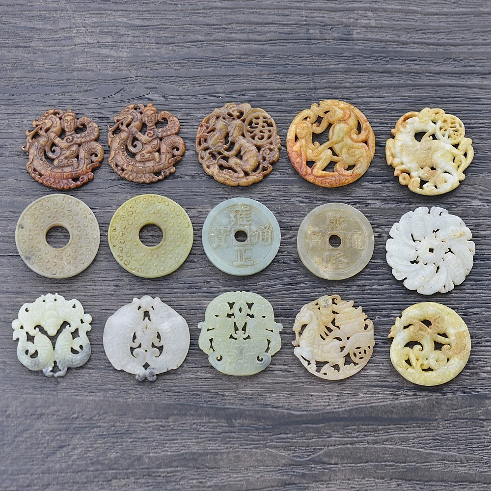 

Mixed batch gemstone donuts Carved Stone Charms Jade Pendant for Jewelry Making Rare Jade