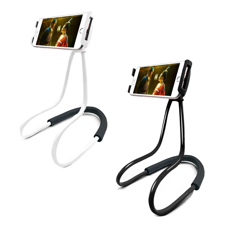 

Stand Desk Style Necklace Phone Holder Promotional Colorful Lazy Neck Phone Holder for Smartphone, Silver black