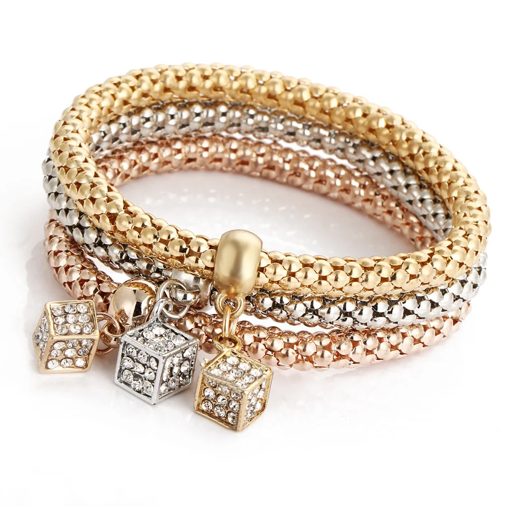 

Fashion Three Colors Gold dice bracelet set for women wholesale N95201, Picture