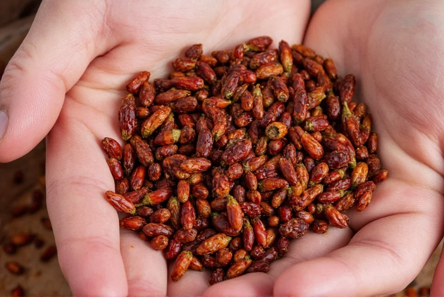 Dried mulato chiles stacked neatly on a counter