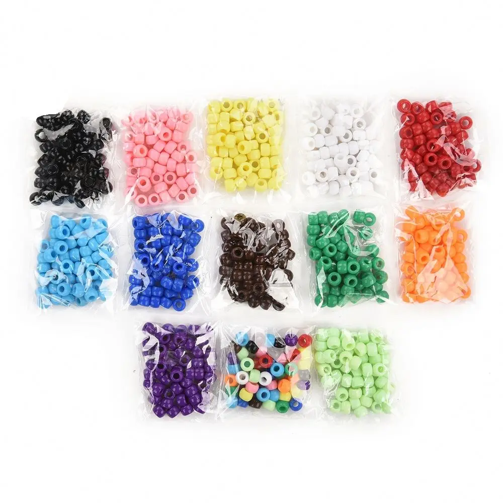 

Hole Double color Gradual Change Acrylic Round hair beads for braids DIY dreadlock beads hair jewelry for braids, Picture