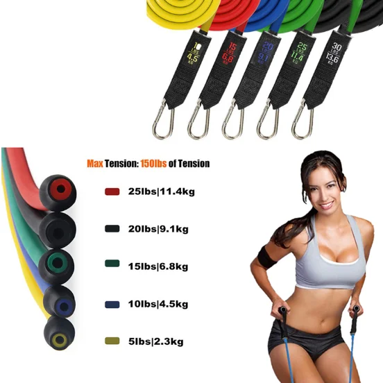 

Fitness Gym Band Resistance 150Lb Latex 11Pcs Resistance Tube Loop Bands Set Home Use With Logo