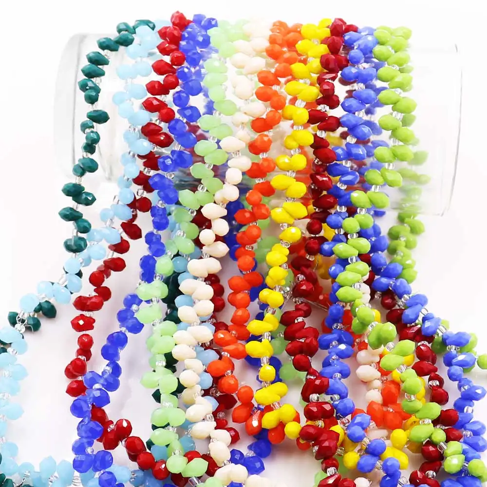 

Faceted Waterdrop Glass Beads For Jewelry Making Jade Crystal Beads For Women Necklace Bracelet DIY Accessories 100pcs/strand