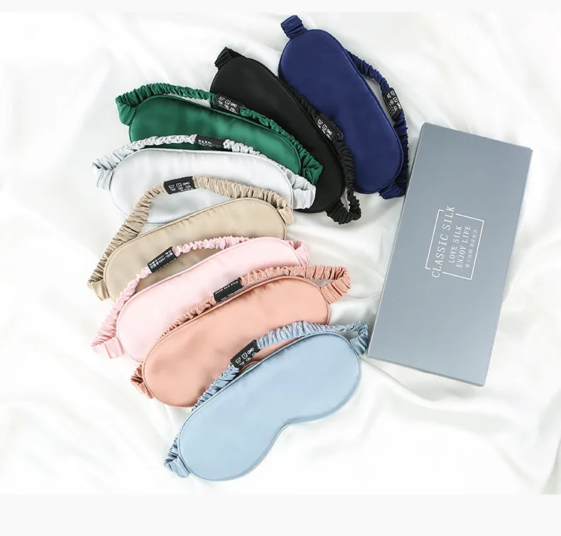 

High quality luxurious custom logo 100% 19mm mulberry silk sleeping eyemask, Light pink,light coffee ,coral red ,dark green, customized color