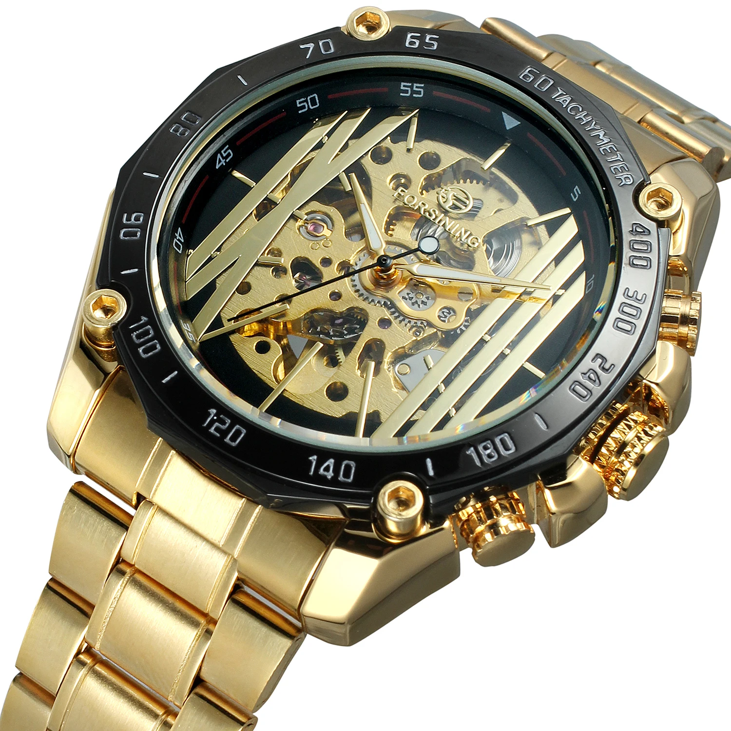 

Watches Forsining Luxury Men Case automatic custom logo Stainless Band mechanical wrist watch