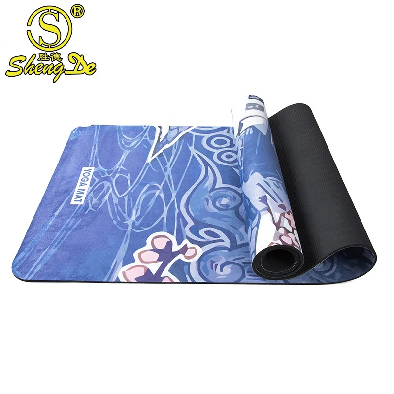 

Custom 4mm Thickness Blue Anti Slip Low Moq Custom Suede Yoga Mat, Customized