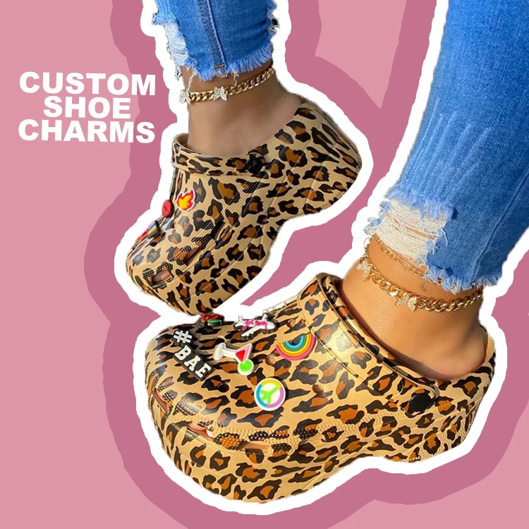 

2022 Leopard Print Thick Soled Mules Platform Eva Ladies Classic Sandal Slippers Women's Garden Slip Clogs Sandals Shoes, Customized color