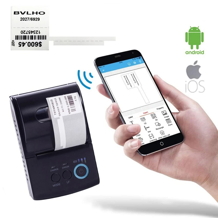 Mobile jewelry label printer inkless 2inch mini label printer for price tag printing