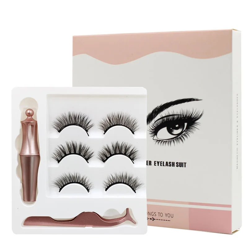 

Droshipping 3 pair 3d stereoeffect effect eyelashes rayon silk fiber magnetic lashes, Dark black
