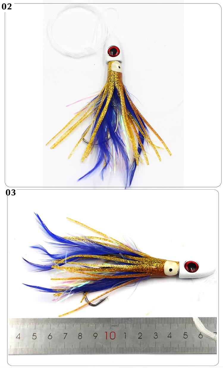 Selco Jigkopf Trolling Fiske Jig Head Octopus Squid Soft Lure Trolling Lures Saltwater Fishing