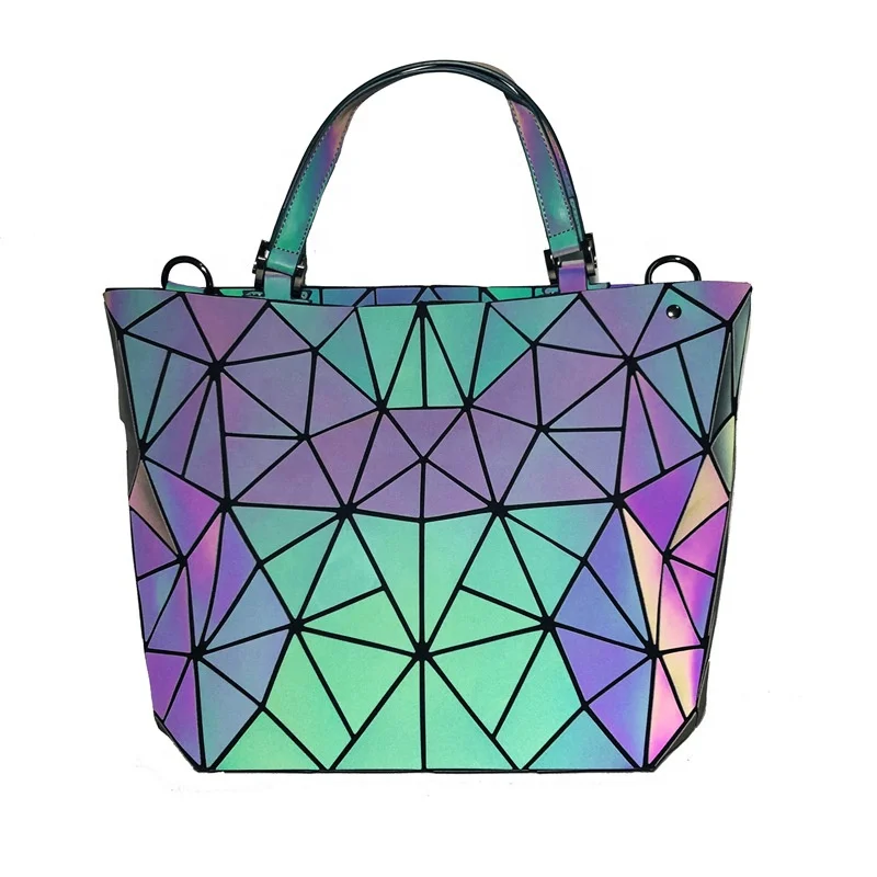 

Geometric Reflective Luminous Luxury Handbags for Women Designers Tote Hand Bag, As pictures all custom