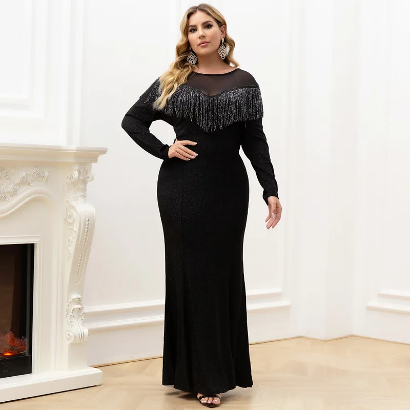 

plus size women evening dress party dress prom long sleeve dresses