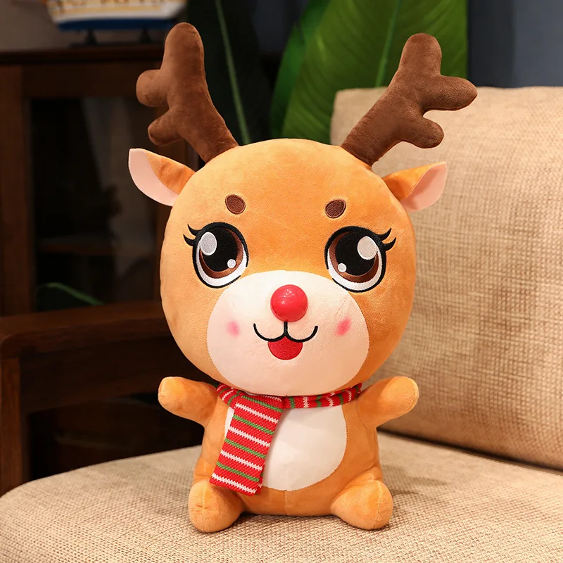 

20/25/35/45cm Custom Plush Deer Christmas Decorations Custom Plush Toy Cut Christmas Elk Plush Pillow OEM Available Wholesale