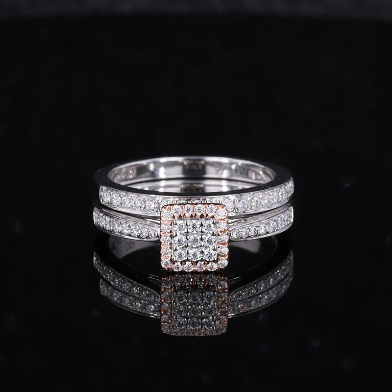 

Gorgeous Couple Rings Men Women Synthetic diamond Ring Stone With 9k White Gold