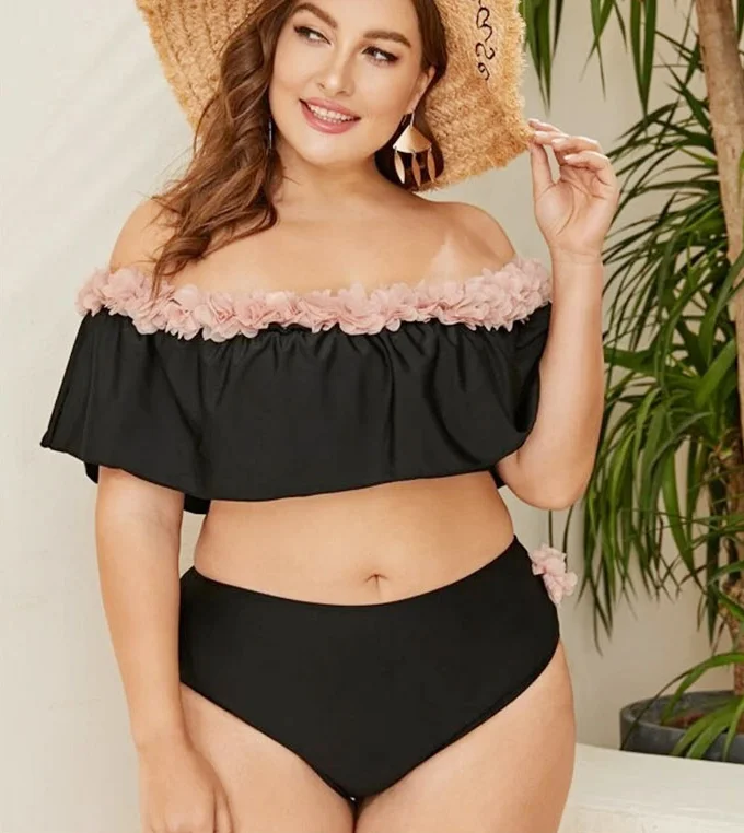 

Swimwear Bikini High Waist Sexy Big XXXL Woman Women Plus Size Swimsuit, Accept customized