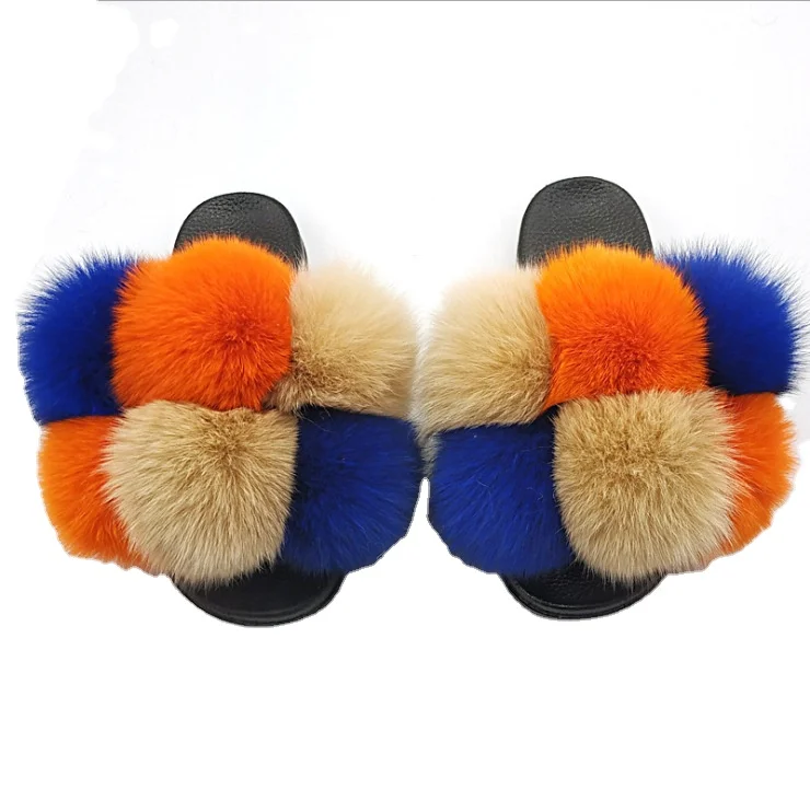 

Made In China Custom Fluffy Slippers Import Colorful Fluffy Designer Women'S Slippers, As picture
