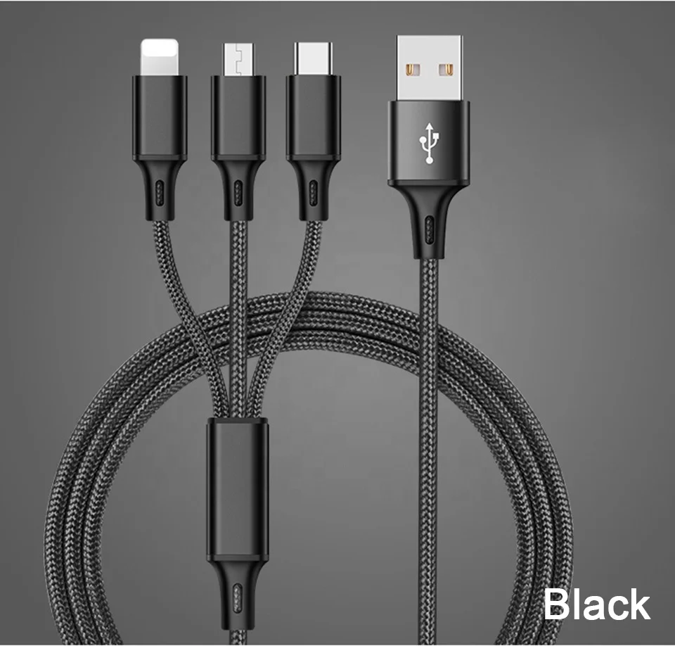 

Factory Price Three in One 3 in 1 USB Phone Charging Data Cable Wire Micro USB Type-c Charger Fast Quick Mobile Phones, Many