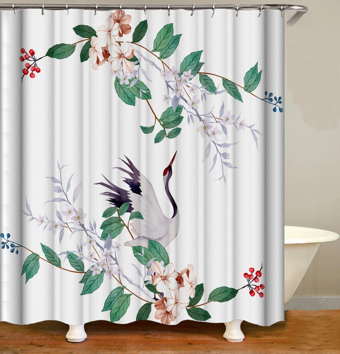 

i@home wholesale eco friendly bathroom 3d digital printed shower curtain plants waterproof, Customer's request