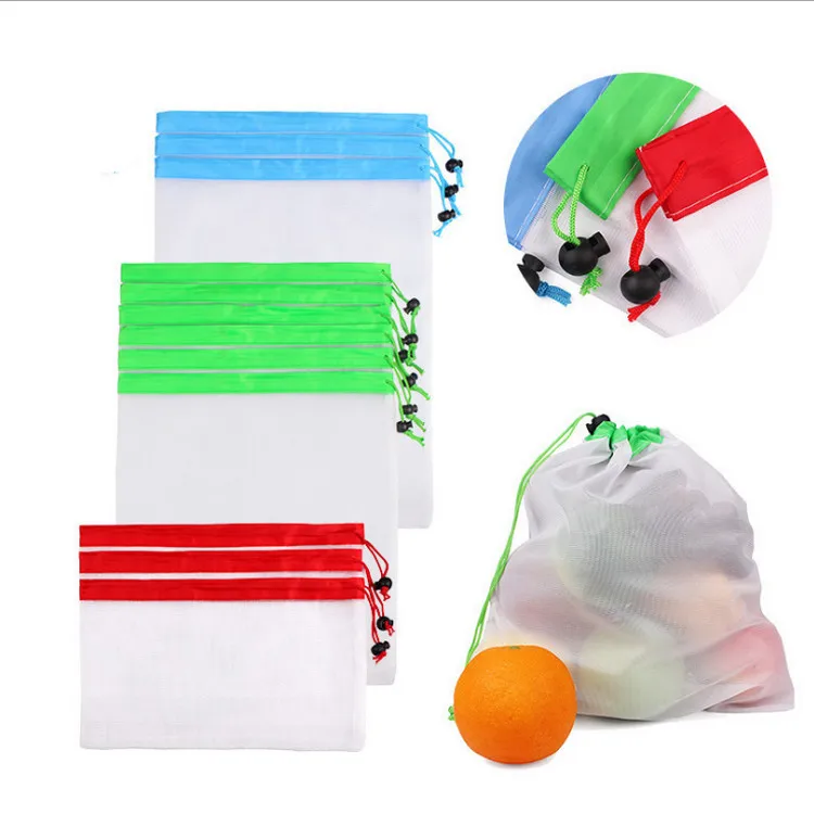 

Reusable Mesh Produce Bags Washable Premium Lightweight Mesh Shopping Bags For Fruit Supermarket Storage, White in stock