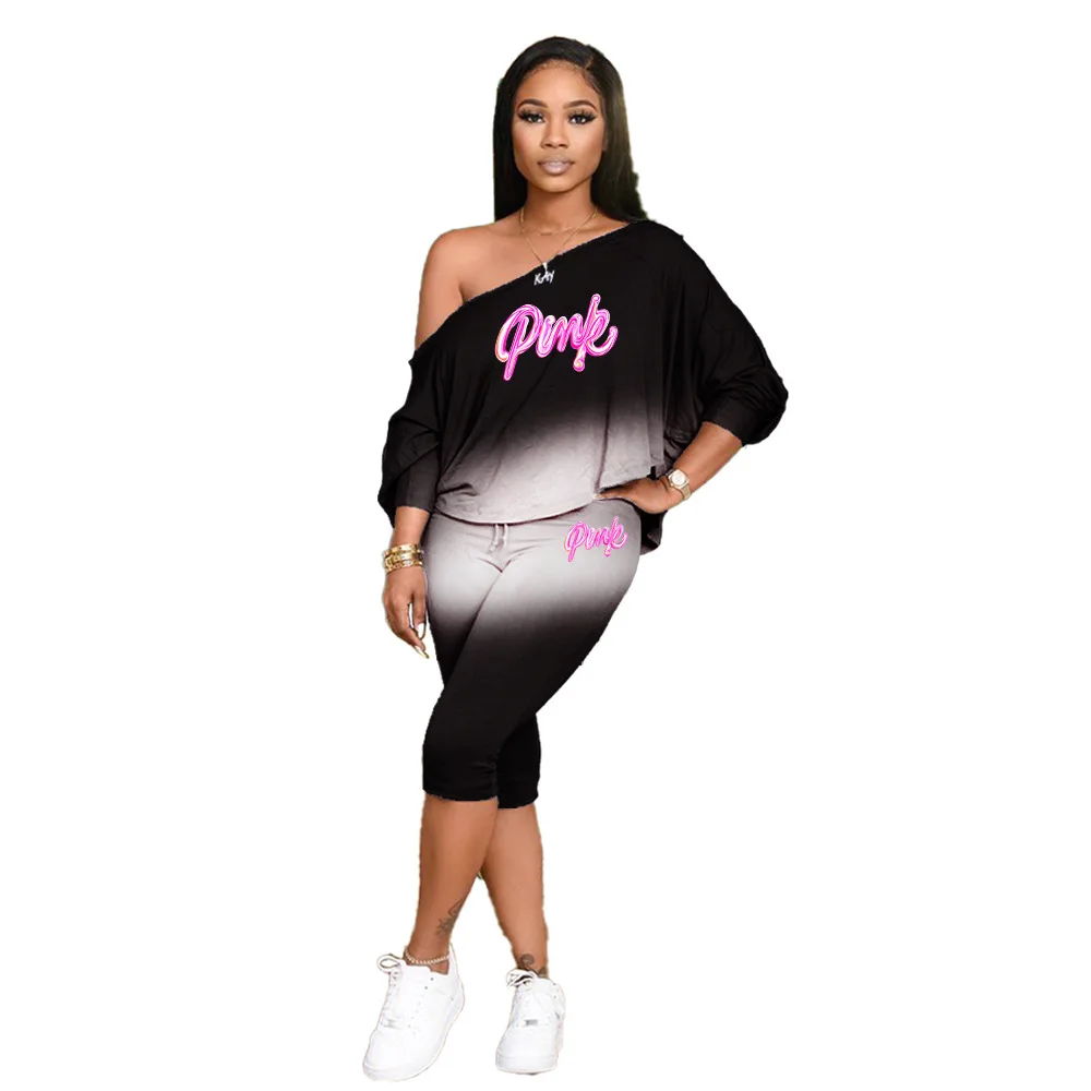 

CTS1422 Hot sale plus size women clothing two piece set pink set women clothing 2 piece set women, Picture color