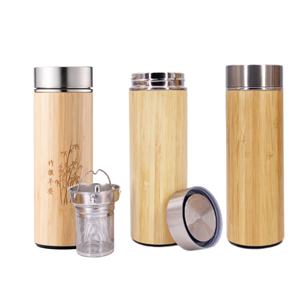 

Wholesale Custom Logo Natural Bamboo Water Bottle with stainless steel bamboo water bottle, Custom colors