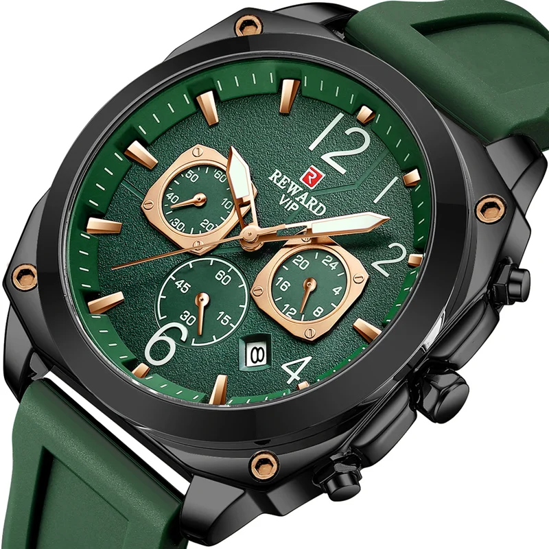 

Reward Luxury Men Chronograph Watch China Shenzhen Luminous Army Sport Wristwatch male Silicone Quartz Watches reloj para hombre