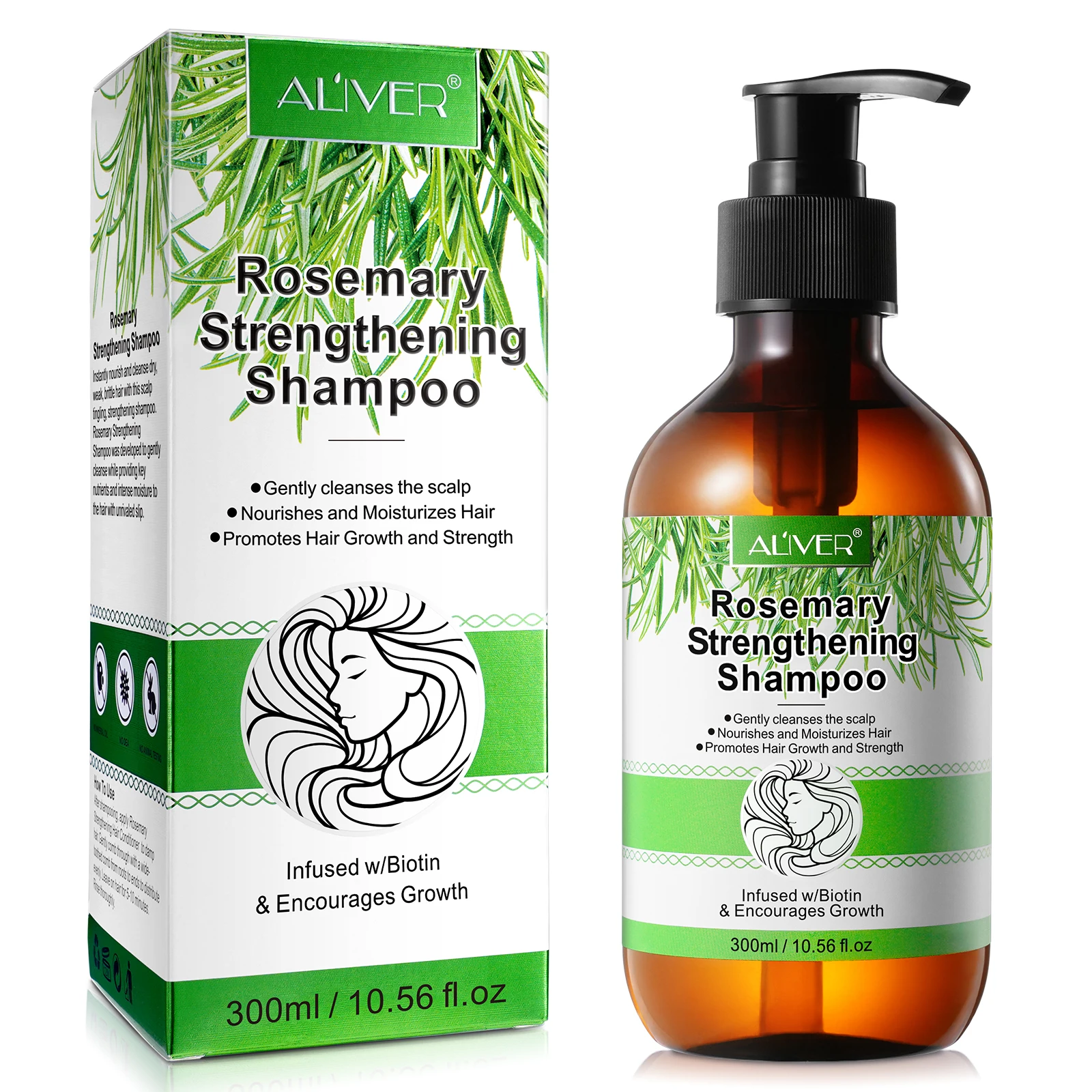 

ALIVER unisex clear custom wholesale private label organic anti hair loss hair products rosemary hair growth shampoo