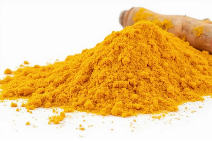 Turmeric root and powder showing the spice that has the pronunciation TER-mer-ik