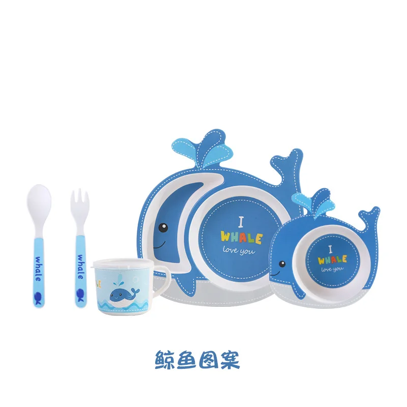 

New Eco-friendly Products Bamboo Fiber Salad Animal Baby Plate Bpa Free Baby Gift Set Children Tableware