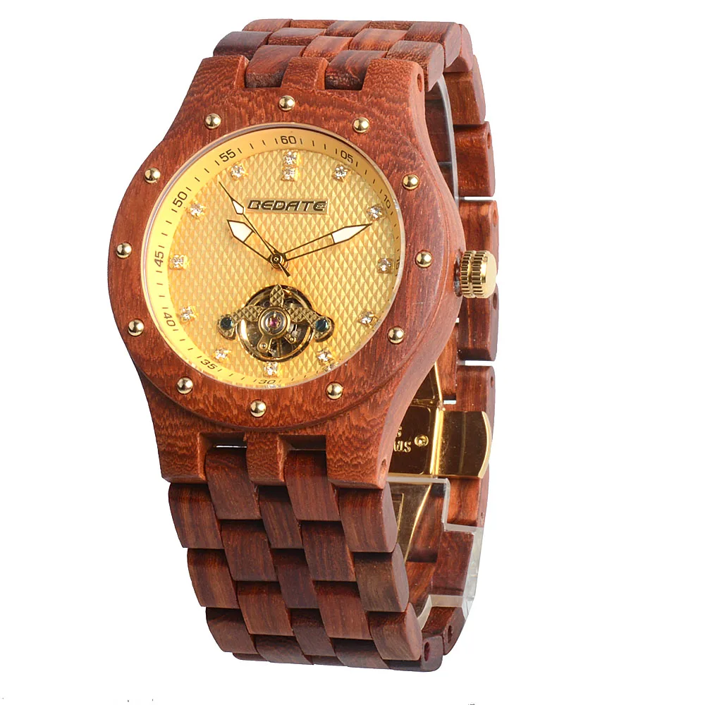 

Wood Watch Men Mechanical Automatic Wristwatch reloj OEM Mens Watches gshock Private Label Watch with Box