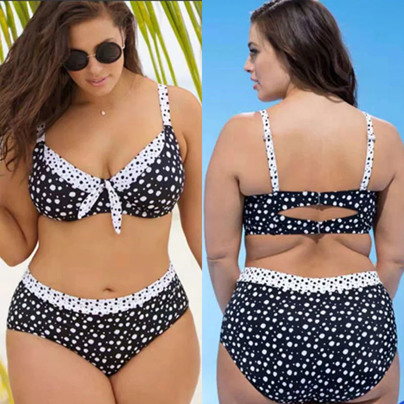 

Hot Selling Knot Cutout Sling Swimwear Two Pieces V Neck High Waist Floral Bathing Suits Swimsuit Women Plus Size