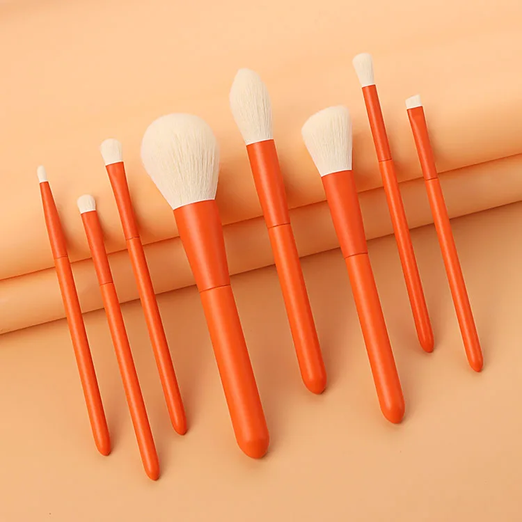 

Multiple Colors Low Moq 8 Piece Vegan Private Label Makeup Brushes Nylon Hair portable Makeup Brush Sets Cosmetic Tools For Girl