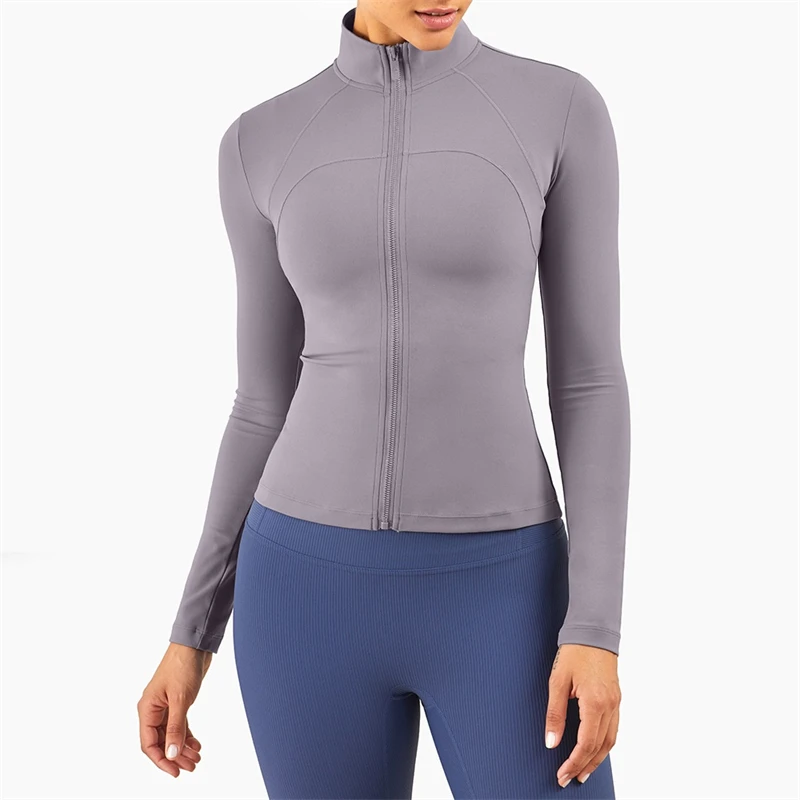 

2021 New High-neck Workout Clothes Women's Long-sleeved Zipper Tight-fitting Soft Winter Yoga Jacket