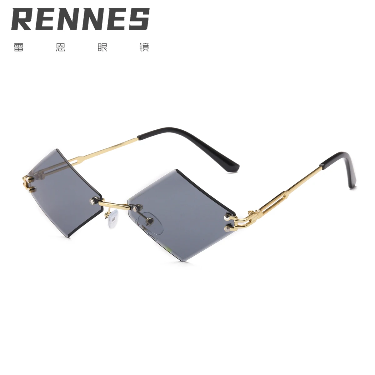 

RENNES 2021 new fashion sunglasses ocean-style sunglasses frameless metal small frame diamond glasses 3066