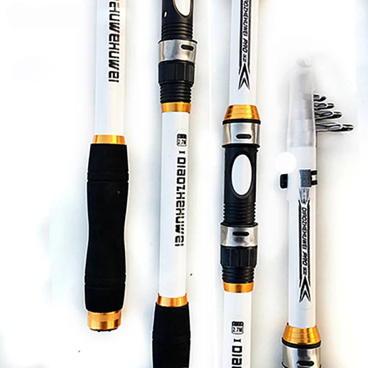 

Strength sea fishing 2.1m-3.6m carbon fiber telescopic fishing rod set, Black white