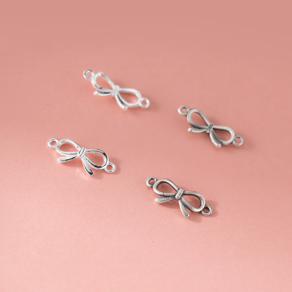 925 Sterling Silver Bow Connector Charms for Bracelet Making Pendant
