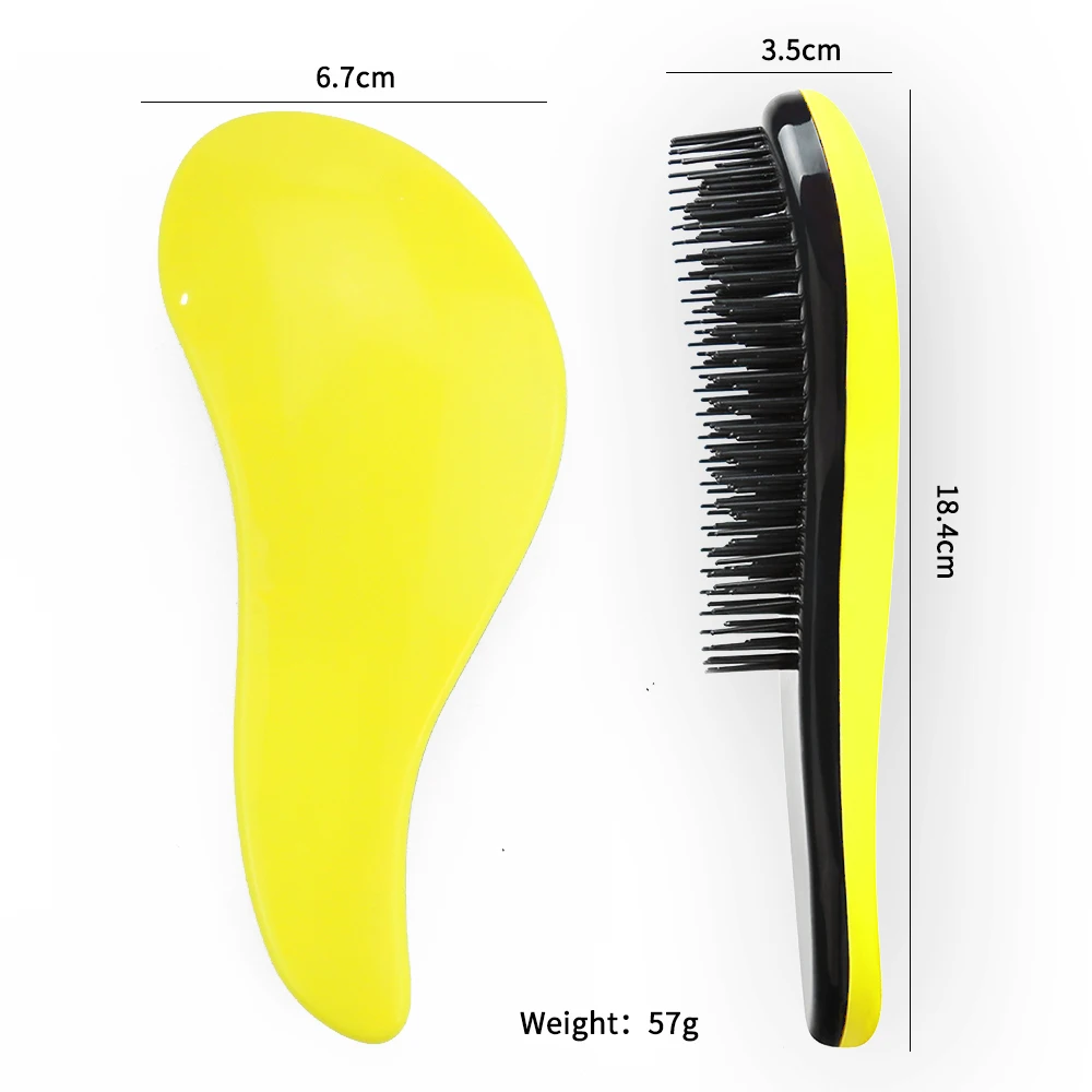 

Most popular yellow detangling brush nylon tooth TT brush plastic scalp massage hair brush, 8 colors