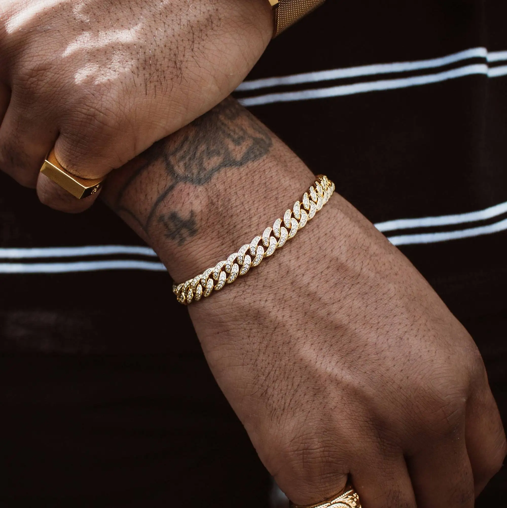 Wholesale Mens Hiphop Plated 18k Gold 