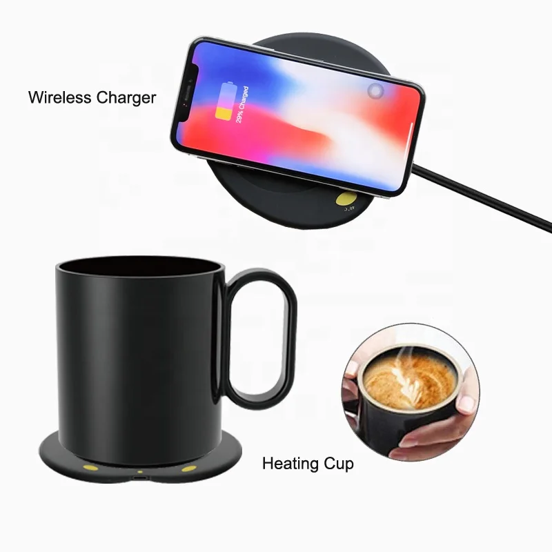 

Technology inventions 2021 ceramic 55 degree thermostatic mug desktop coffee mug warmer constant heated with wireless charger