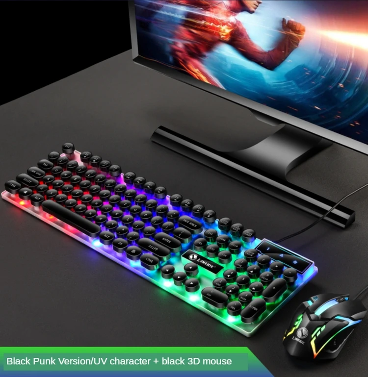 lightweight wired keyboard and mouse set led