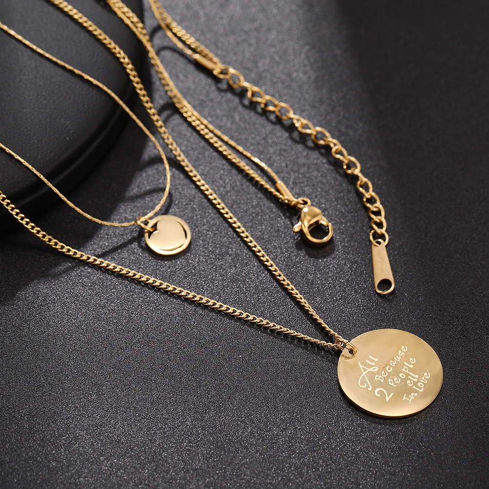 

Yingchao 2020 Hot Sell Fashion L316 Stainless Steel Statement Coin Pendant Gold Necklace Set Jewelry Women Men