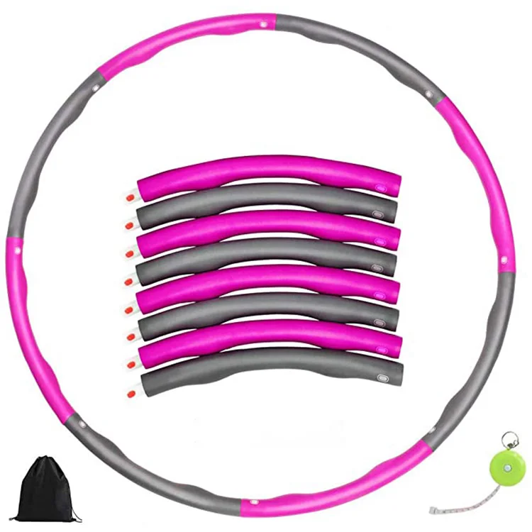 

New Home Equipment Body Fitness Stainless Sport Ring Weighted Hoola Loop For Adult, Steel Exercise Hoop, Pink