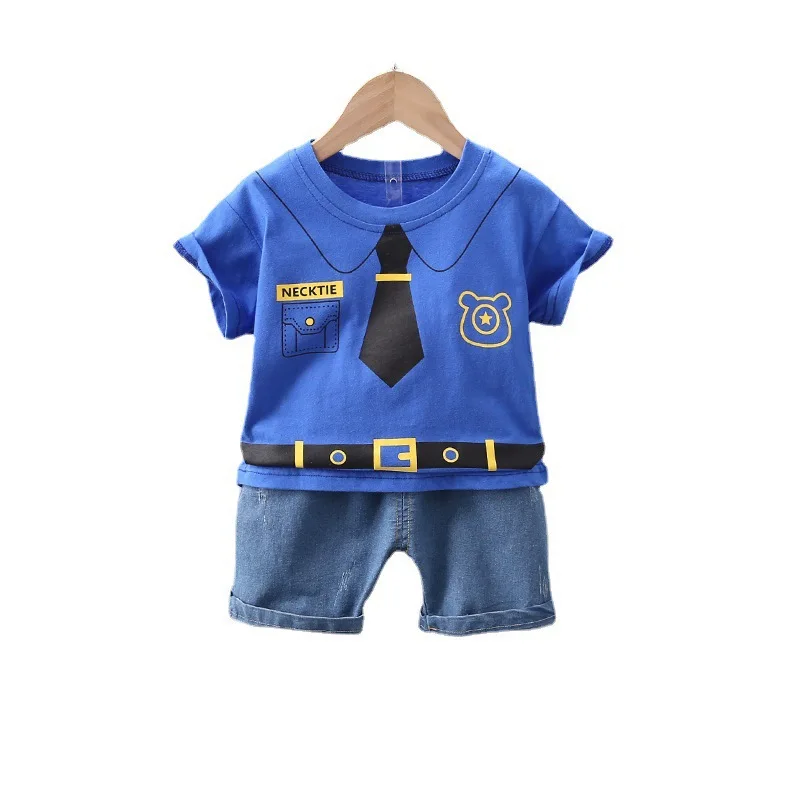 

Summer new Suits For Boy with tie short sleeve t shirt +Pants Children Clothes Baby New clothes for kids cotton Wholesal, Yellow,white,blue,red