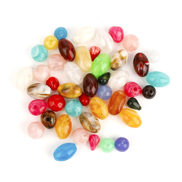

Wholesale  Oval Multicolor Patterned Acrylic Beads For Jewelry Making, Mixed