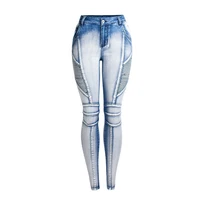 

Hot sale fashion washed white light-colored stretch skinny jeans for women
