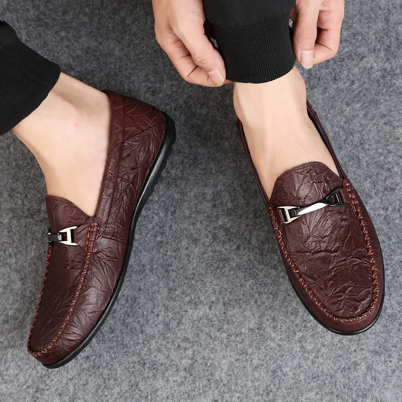 

Autumn new casual leather slip-on lazy Doug Korean style trendy men's shoes wholesale