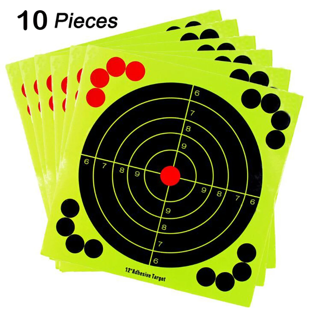 

12 inch Adhesive Target Florescent Paper Targets for Gun/Rifle/Pistol/Airsoft/BB Gun/Pellet Gun