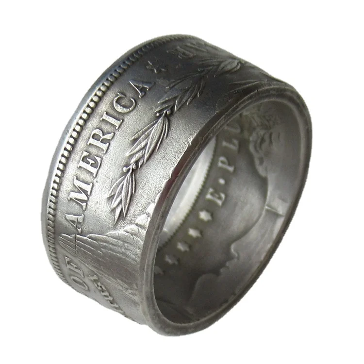 

2020 Fashion American Morgan Silver Coin Ring For Men, As the pictures
